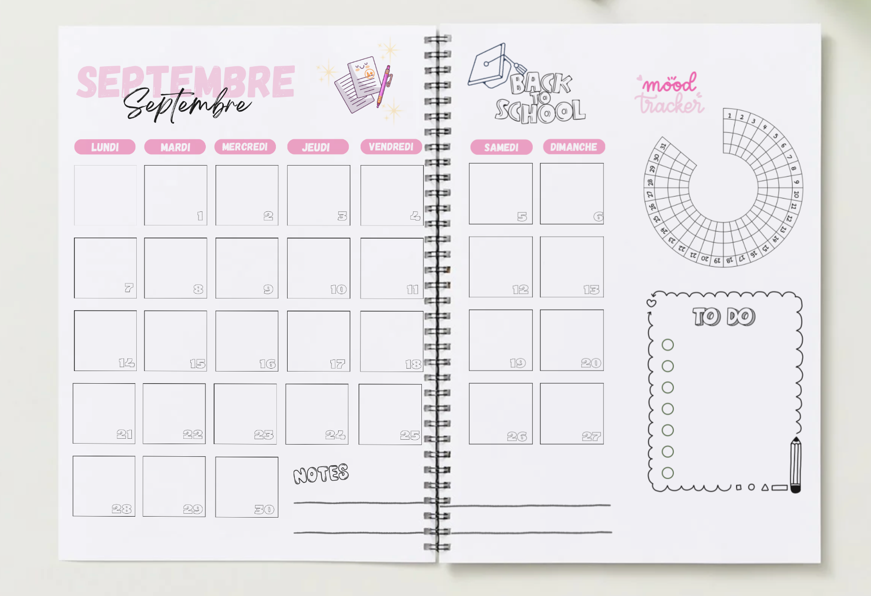 Agenda enseignant 2026-2027 - Disco Vibes - Format spirale