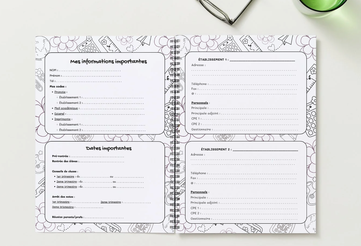 Agenda enseignant 2025-2026 - Format spirale