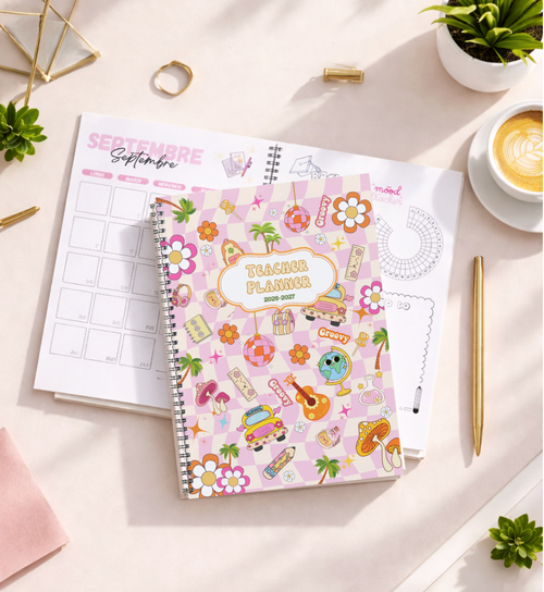 Agenda enseignant 2026-2027 - Disco Vibes - Format spirale