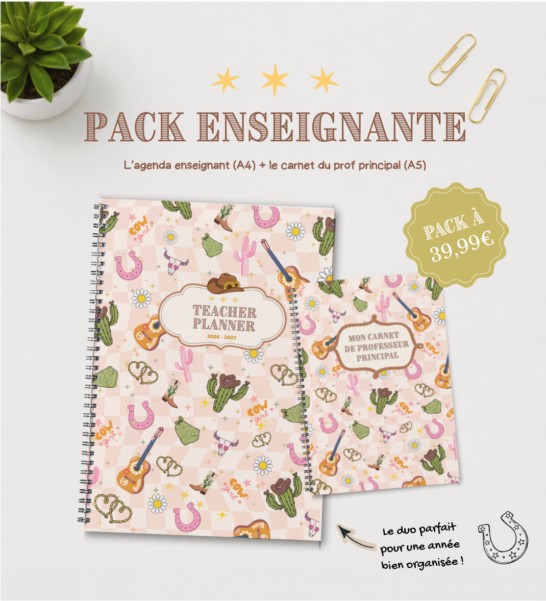 Pack enseignant (agenda + carnet PP) - Girly Farwest - Spirale