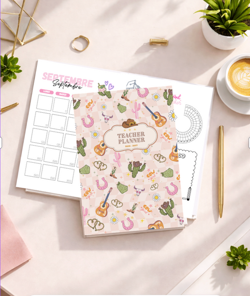 Agenda enseignant 2026/2027 - "Girly Farwest"- Reliure à plat