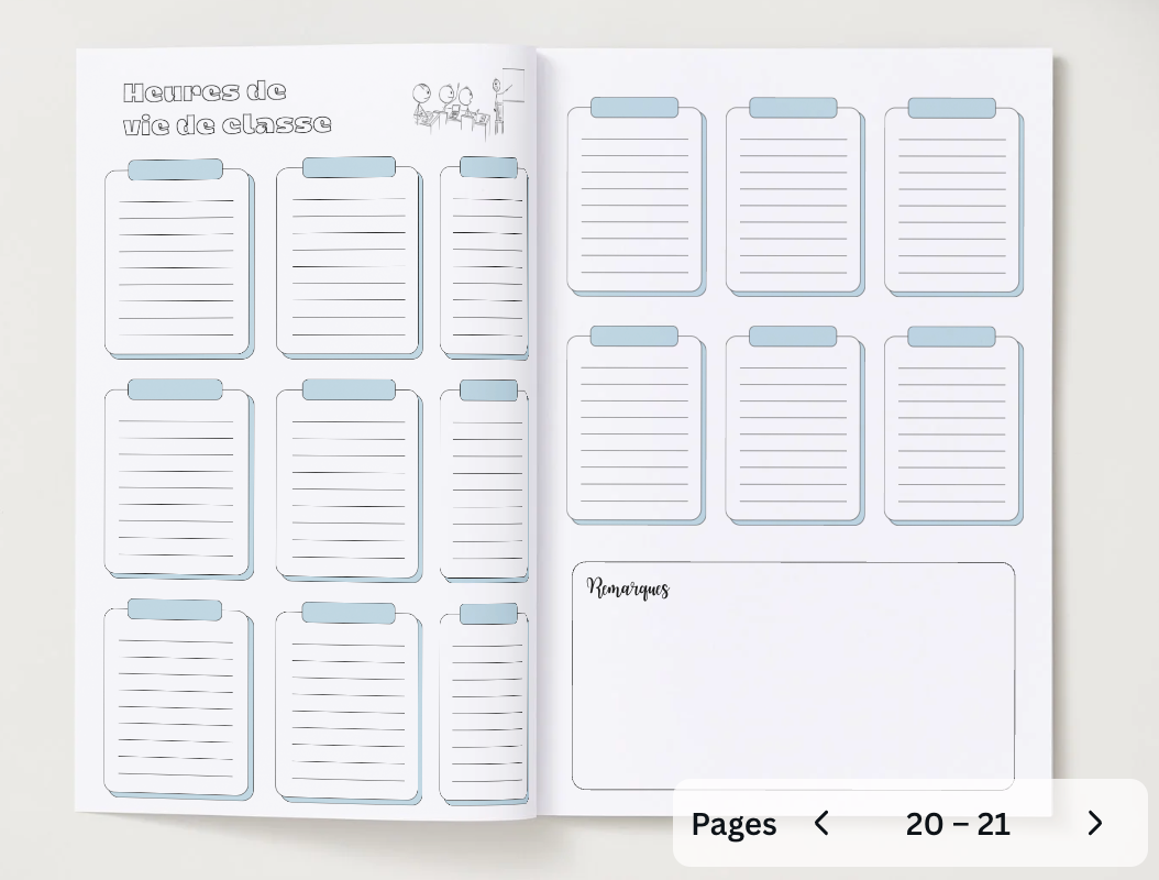 Carnet de bord professeur principal - Reliure à plat