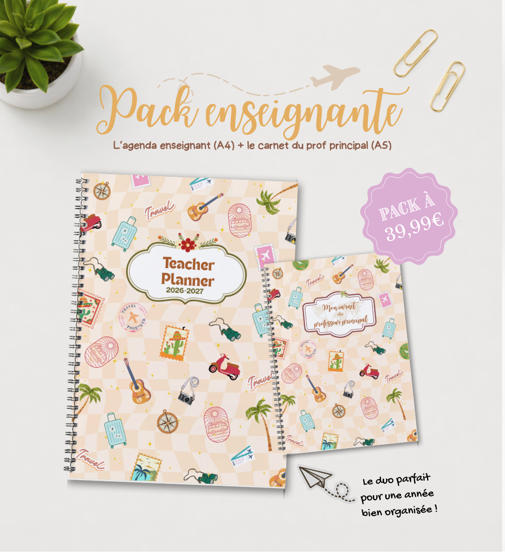 Pack enseignant (agenda + carnet PP) - Travel - Spirale