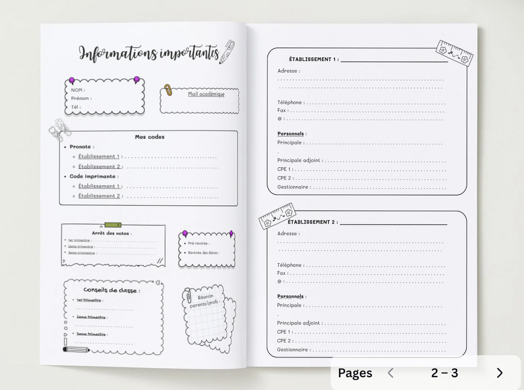 Agenda enseignant 2026/2027 - "Girly Farwest"- Reliure à plat