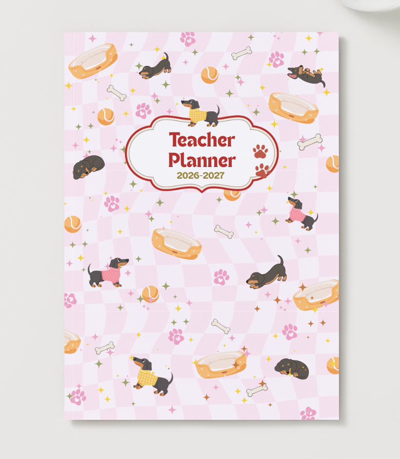 Agenda enseignant 2026/2027 - Teckel Lover- Reliure à plat